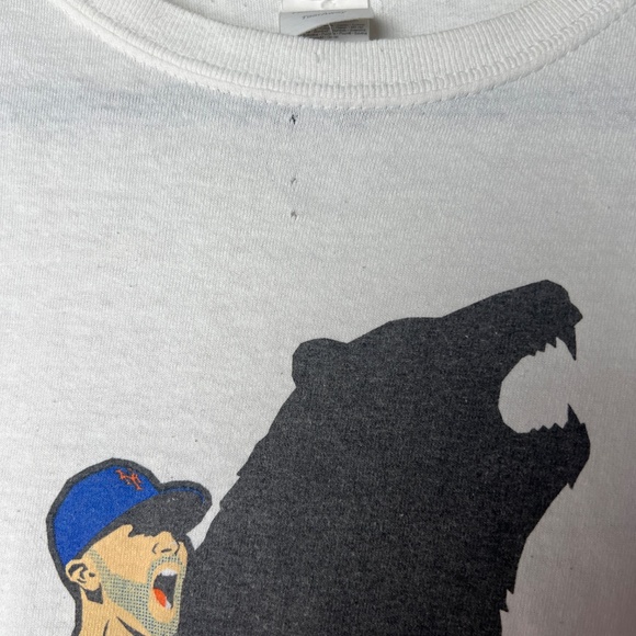 Gildan New York Mets Baseball Polar Bear White Short Sleeve T-Shirt Large - Picture 3 of 10